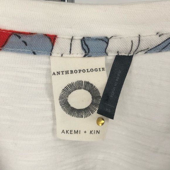 Akemi + Kin Anthro Floral Print Tie Waist T-Shirt Top size XS - Picture 9 of 12